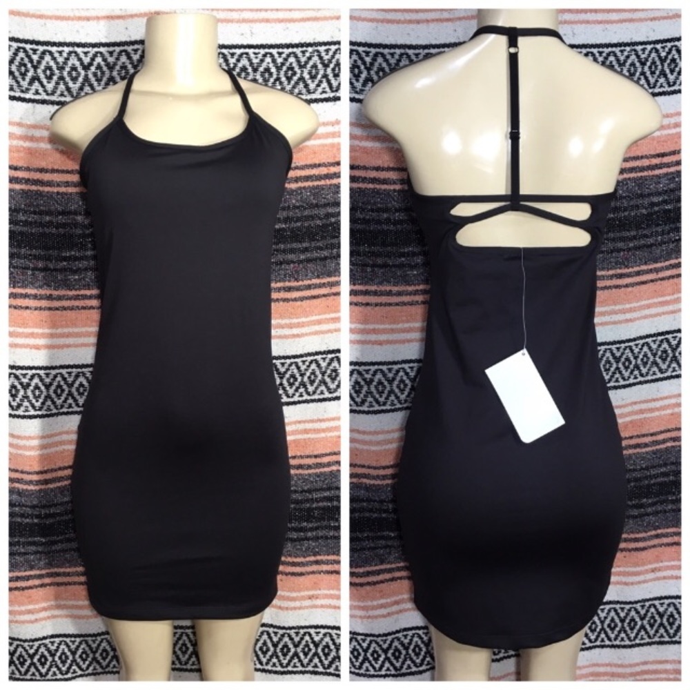 FABLETICS MANDY MINI T-BACK BLACK DRESS - Picture 2 of 7